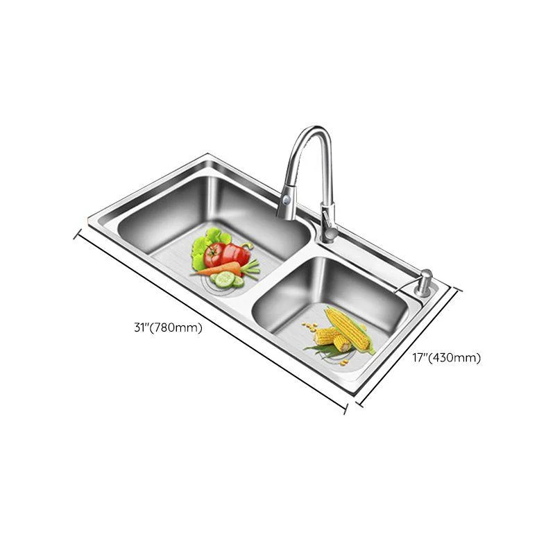 Modern Style Kitchen Sink Stainless Steel 2 Holes Drop-In Kitchen Sink -Bathlova