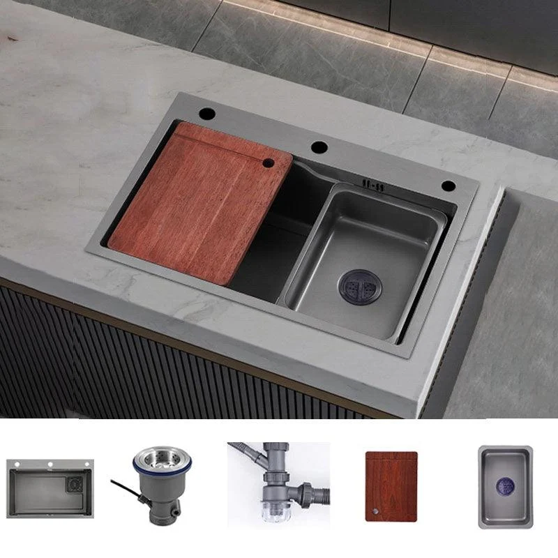 Modern Style Kitchen Sink Stainless Steel 3 Holes Drop-In Kitchen Sink -Bathlova