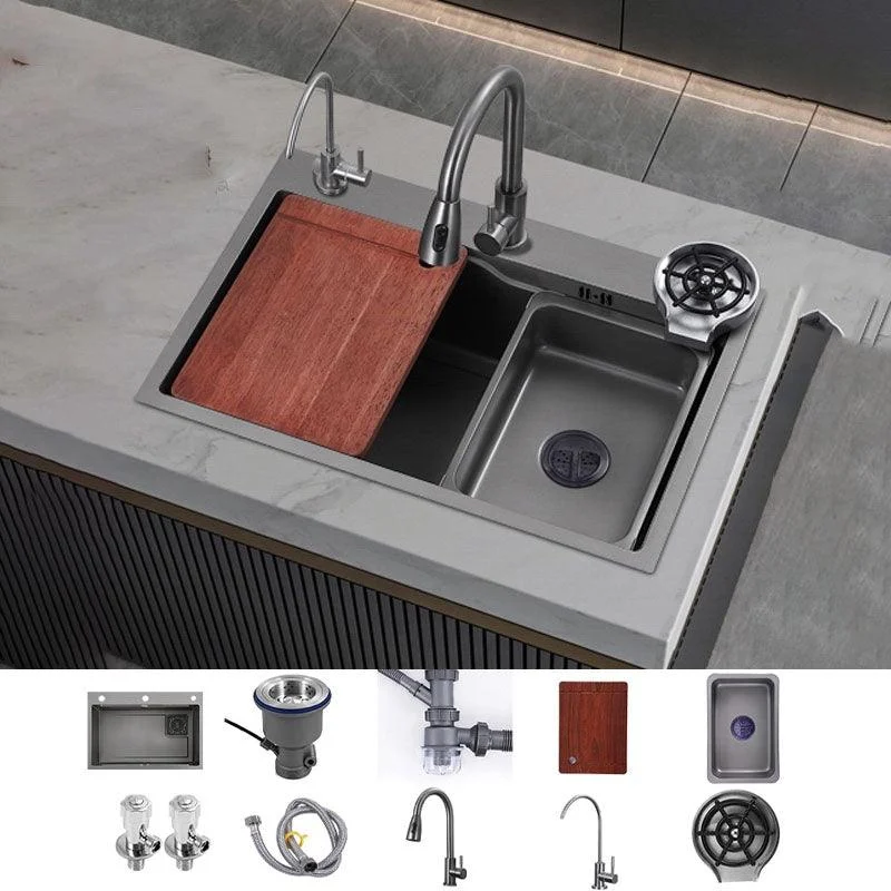 Modern Style Kitchen Sink Stainless Steel 3 Holes Drop-In Kitchen Sink -Bathlova