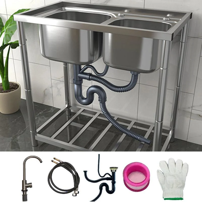 Modern Style Kitchen Sink Stainless Steel All-in-one Kitchen Sink with Drain Assembly -Bathlova