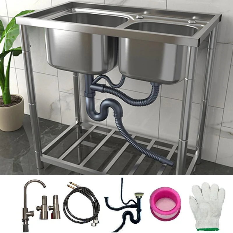 Modern Style Kitchen Sink Stainless Steel All-in-one Kitchen Sink with Drain Assembly -Bathlova