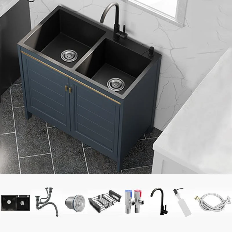 Modern Style Kitchen Sink Stainless Steel All-in-one Kitchen Sink with Drain Strainer Kit -Bathlova