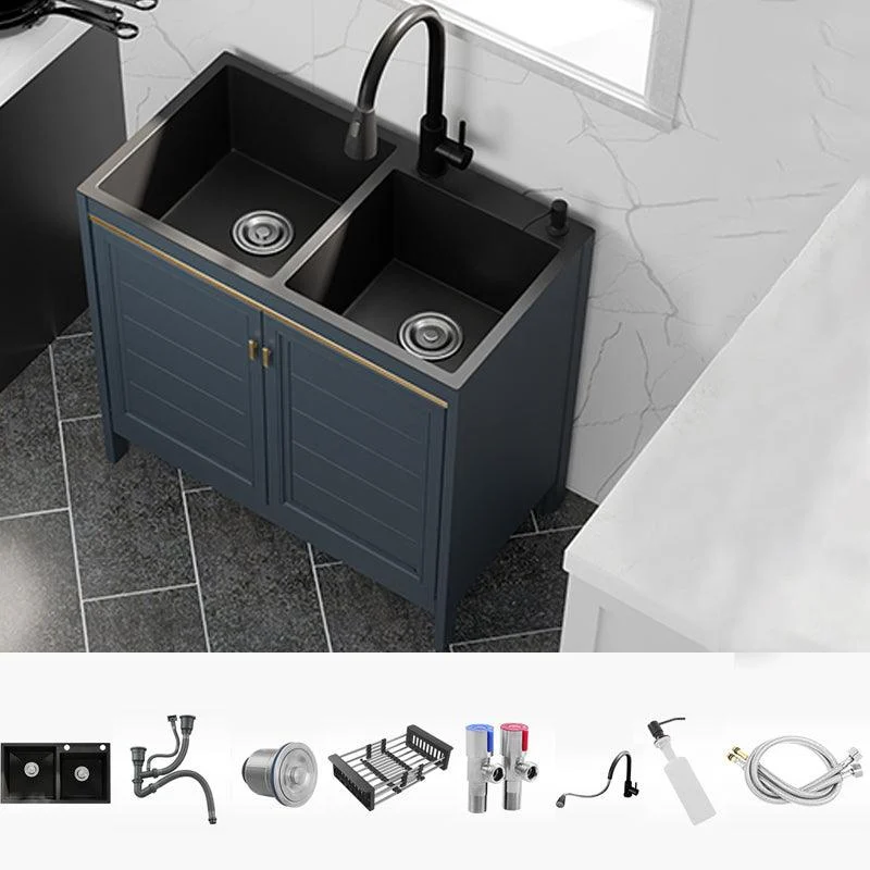 Modern Style Kitchen Sink Stainless Steel All-in-one Kitchen Sink with Drain Strainer Kit -Bathlova