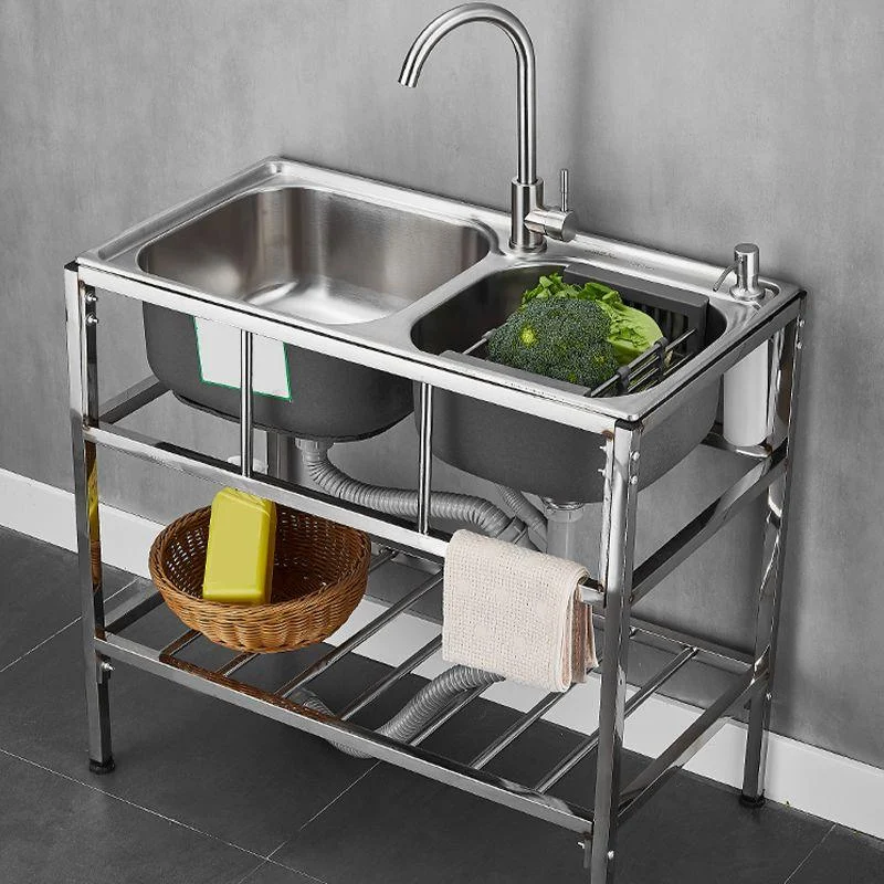 Modern Style Kitchen Sink Stainless Steel All-in-one Kitchen Sink with Frame -Bathlova