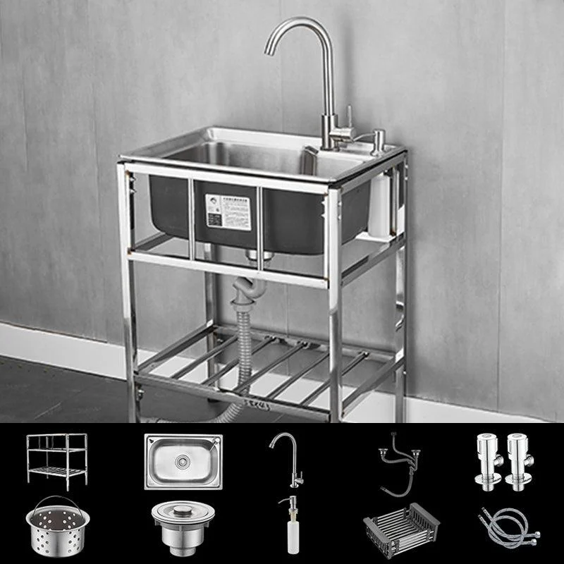 Modern Style Kitchen Sink Stainless Steel All-in-one Kitchen Sink with Frame -Bathlova