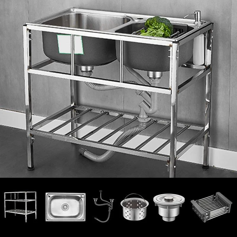 Modern Style Kitchen Sink Stainless Steel All-in-one Kitchen Sink with Frame -Bathlova