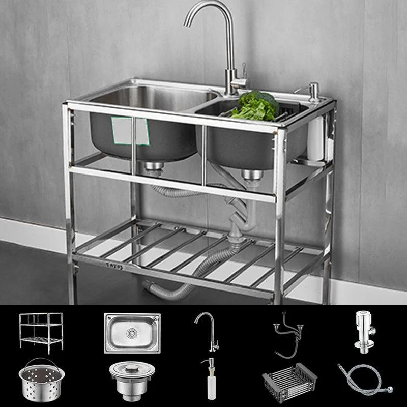 Modern Style Kitchen Sink Stainless Steel All-in-one Kitchen Sink with Frame -Bathlova