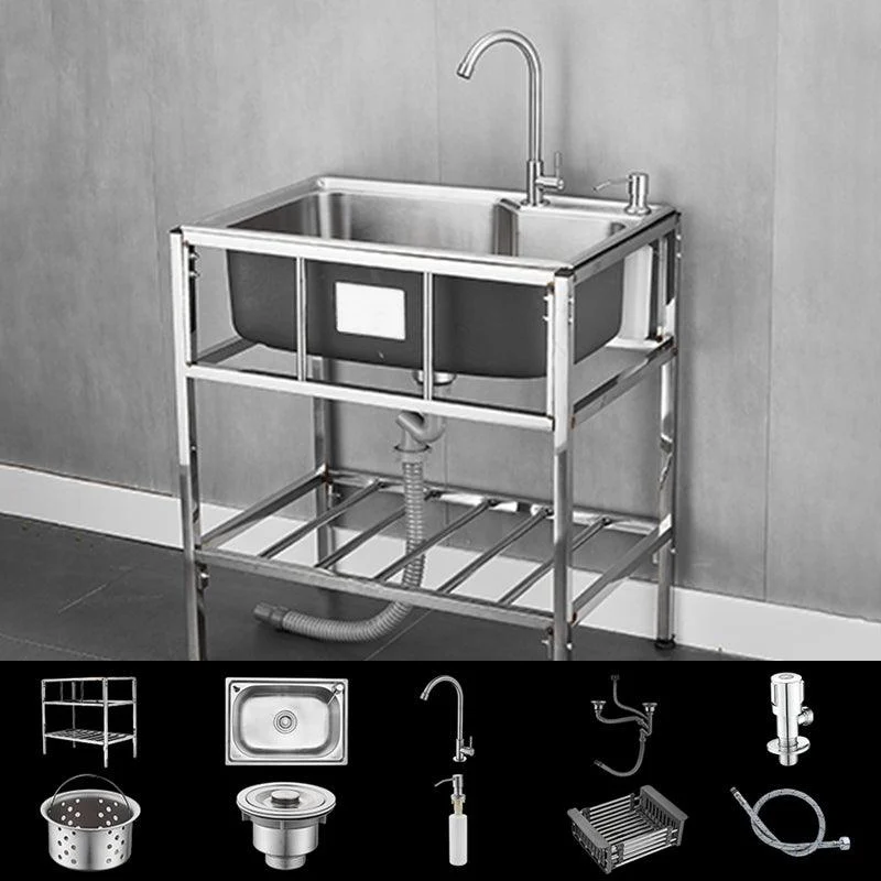 Modern Style Kitchen Sink Stainless Steel All-in-one Kitchen Sink with Frame -Bathlova