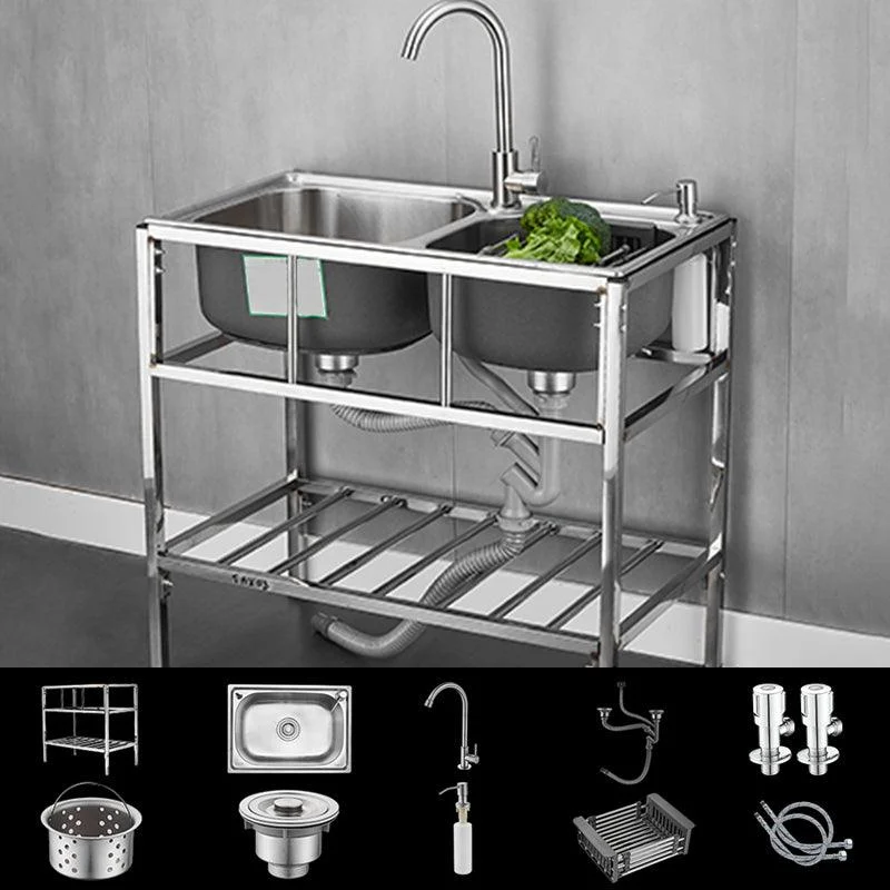 Modern Style Kitchen Sink Stainless Steel All-in-one Kitchen Sink with Frame -Bathlova