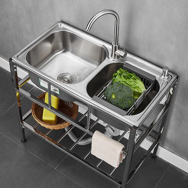 Modern Style Kitchen Sink Stainless Steel All-in-one Kitchen Sink with Frame -Bathlova