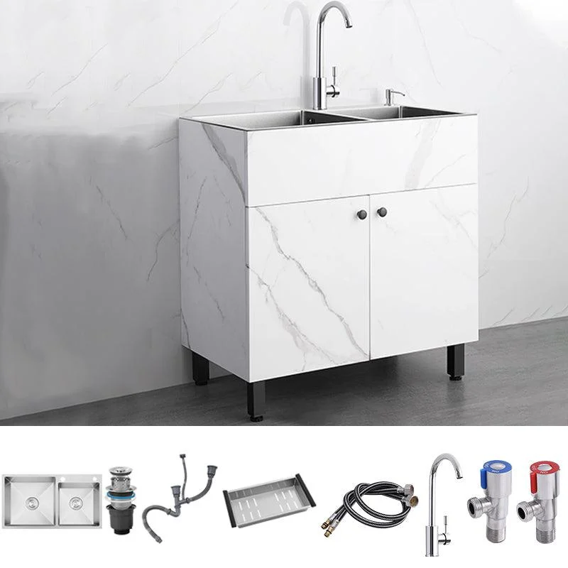 Modern Style Kitchen Sink Stainless Steel All-in-one Kitchen Sink with Storage Box -Bathlova