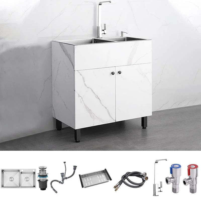 Modern Style Kitchen Sink Stainless Steel All-in-one Kitchen Sink with Storage Box -Bathlova