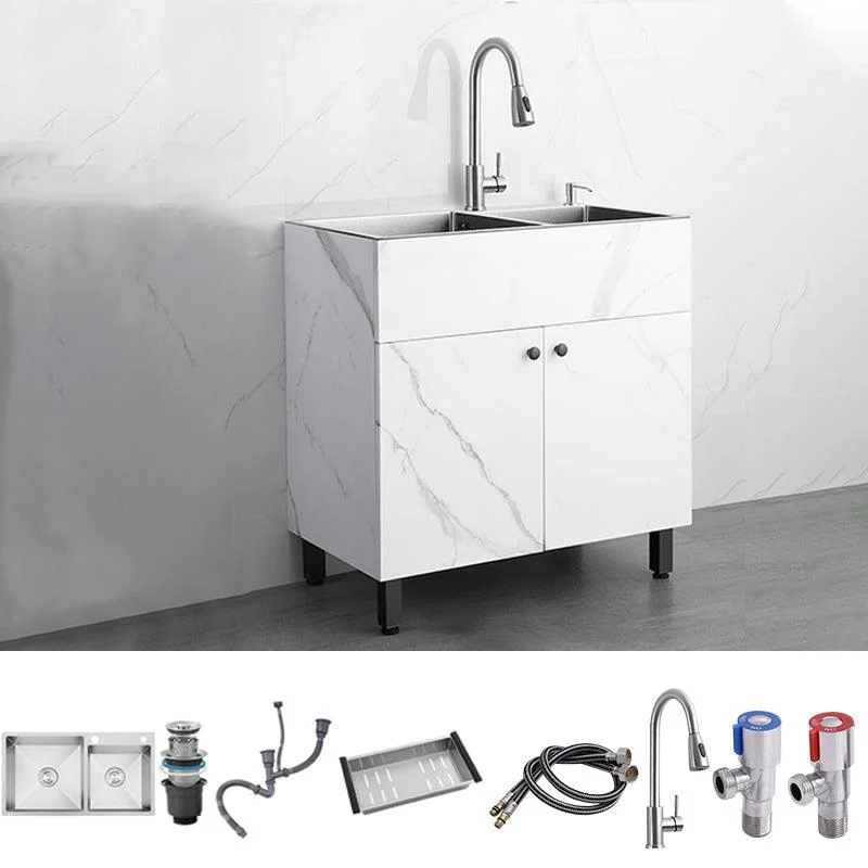 Modern Style Kitchen Sink Stainless Steel All-in-one Kitchen Sink with Storage Box -Bathlova