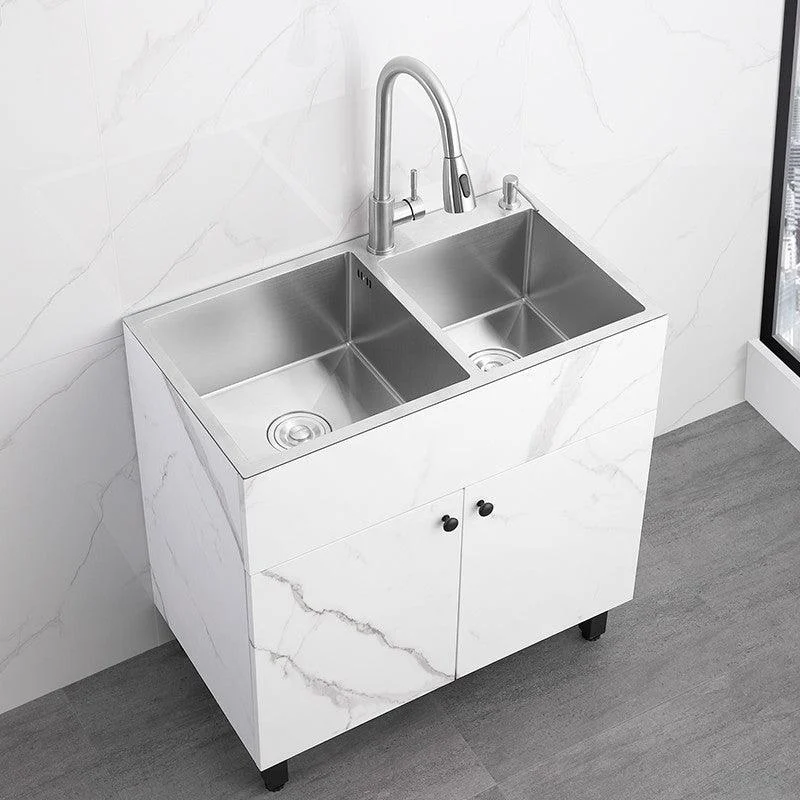 Modern Style Kitchen Sink Stainless Steel All-in-one Kitchen Sink with Storage Box -Bathlova