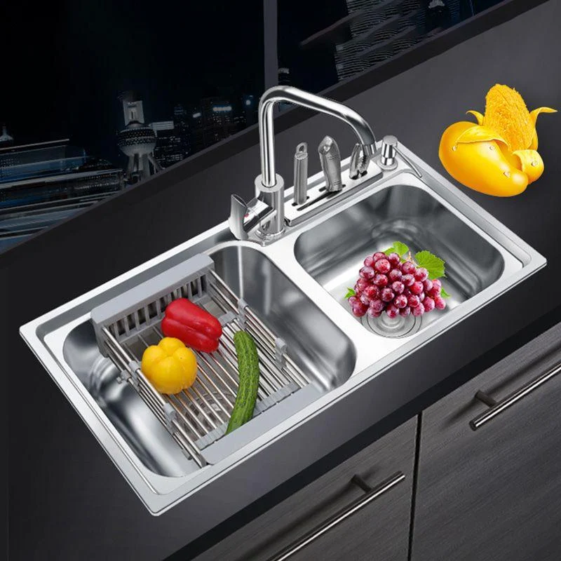 Modern Style Kitchen Sink Stainless Steel Corrosion Resistant Drop-In Kitchen Sink -Bathlova