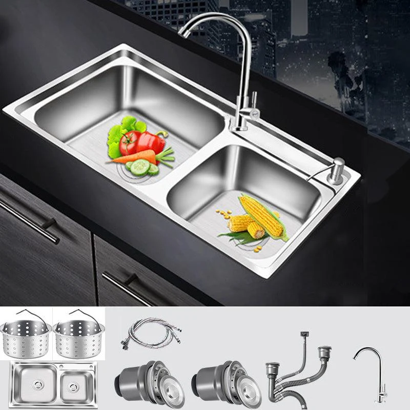 Modern Style Kitchen Sink Stainless Steel Corrosion Resistant Drop-In Kitchen Sink -Bathlova