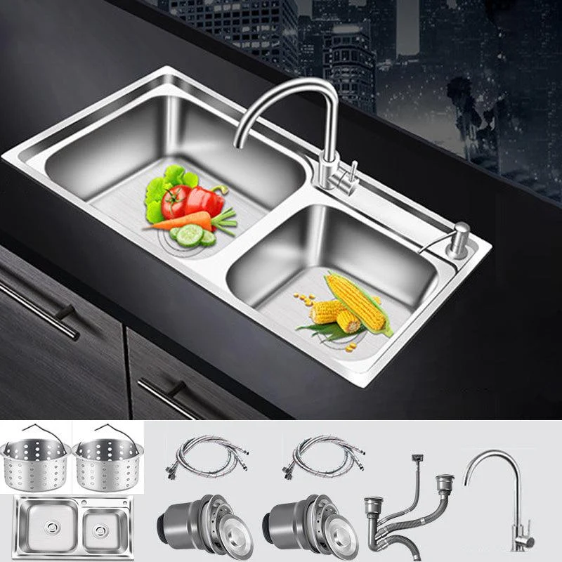 Modern Style Kitchen Sink Stainless Steel Corrosion Resistant Drop-In Kitchen Sink -Bathlova