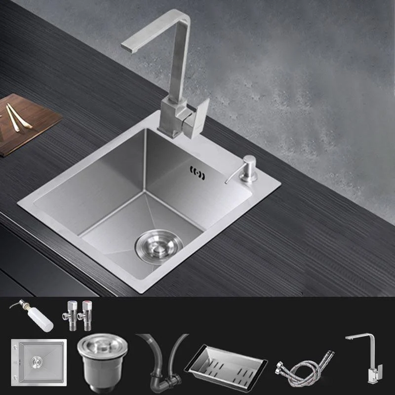 Modern Style Kitchen Sink Stainless Steel Dirt Resistant 1 Holes Drop-In Kitchen Sink -Bathlova