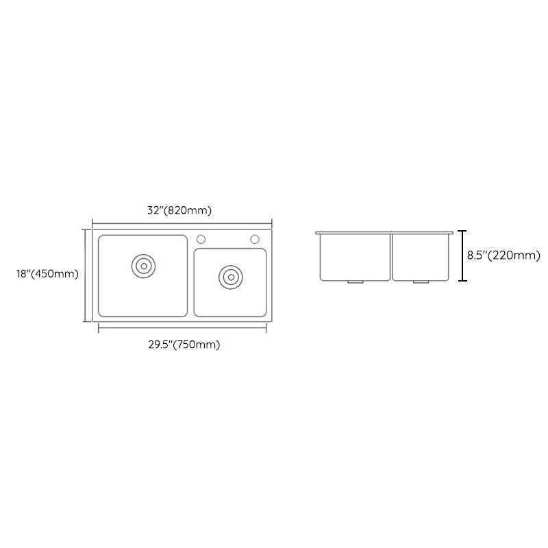 Modern Style Kitchen Sink Stainless Steel Dirt Resistant 2 Holes Drop-In Kitchen Sink -Bathlova