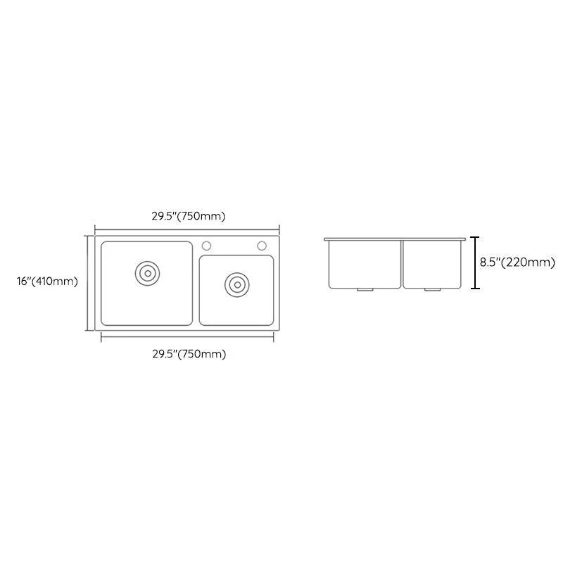 Modern Style Kitchen Sink Stainless Steel Dirt Resistant 2 Holes Drop-In Kitchen Sink -Bathlova