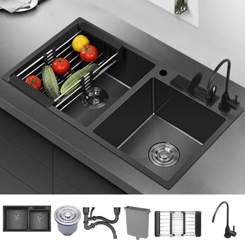 Modern Style Kitchen Sink Stainless Steel Dirt Resistant 2 Holes Drop-In Kitchen Sink -Bathlova