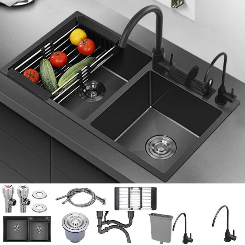 Modern Style Kitchen Sink Stainless Steel Dirt Resistant 2 Holes Drop-In Kitchen Sink -Bathlova