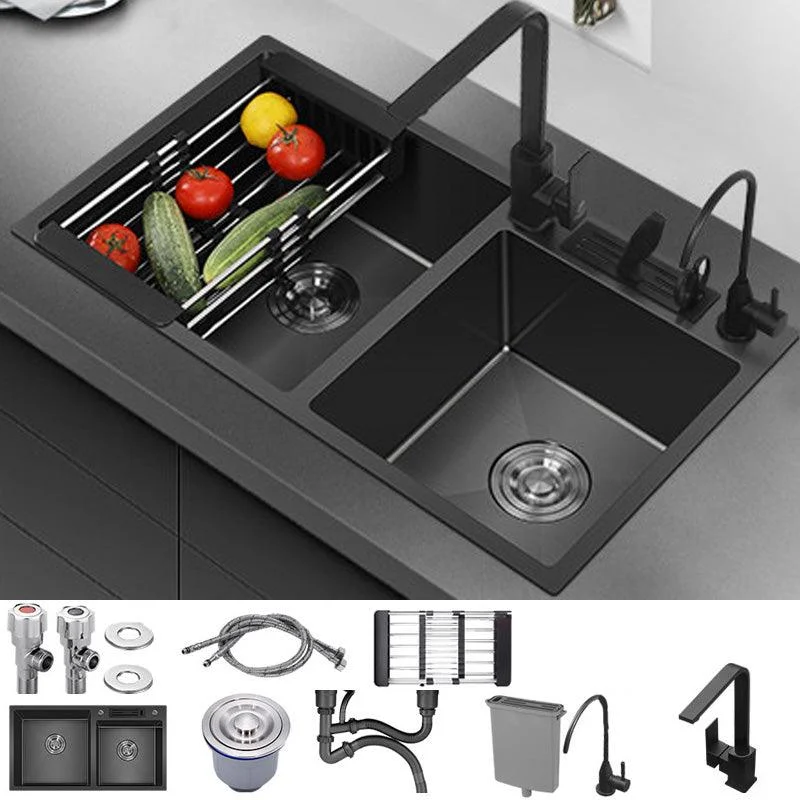 Modern Style Kitchen Sink Stainless Steel Dirt Resistant 2 Holes Drop-In Kitchen Sink -Bathlova