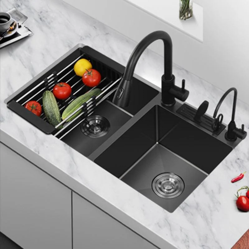 Modern Style Kitchen Sink Stainless Steel Dirt Resistant 2 Holes Drop-In Kitchen Sink -Bathlova