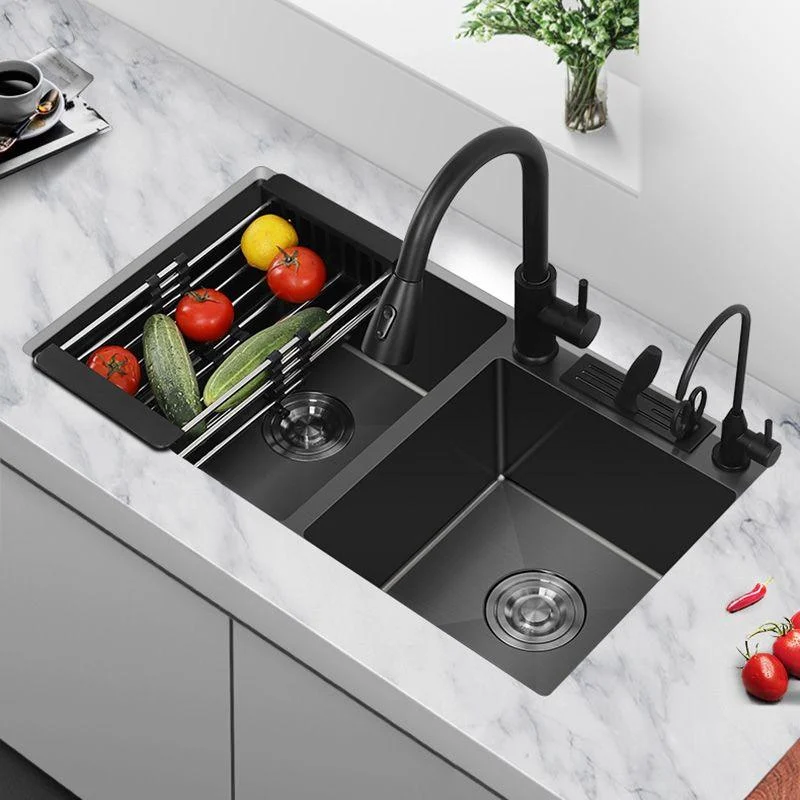 Modern Style Kitchen Sink Stainless Steel Dirt Resistant 2 Holes Drop-In Kitchen Sink -Bathlova