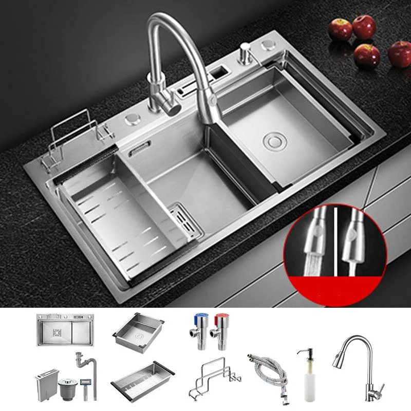 Modern Style Kitchen Sink Stainless Steel Dirt Resistant Drop-In Kitchen Sink -Bathlova