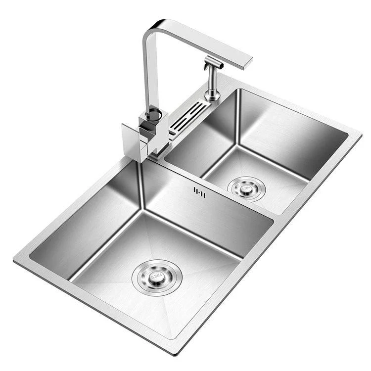 Modern Style Kitchen Sink Stainless Steel Drop-In Kitchen Double Sink -Bathlova