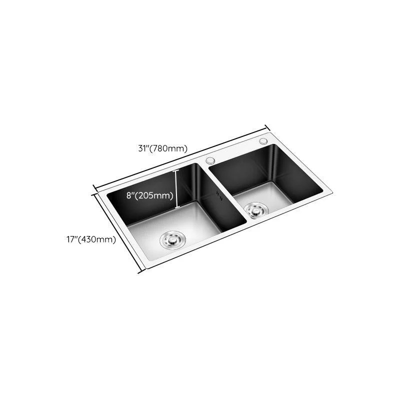 Modern Style Kitchen Sink Stainless Steel Drop-In Kitchen Double Sink -Bathlova