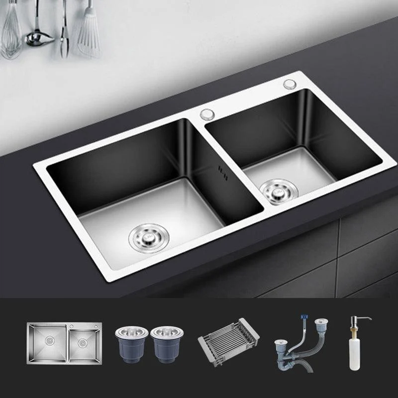 Modern Style Kitchen Sink Stainless Steel Drop-In Kitchen Double Sink -Bathlova