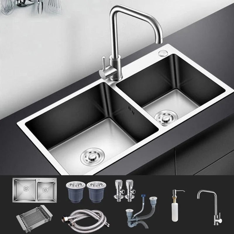 Modern Style Kitchen Sink Stainless Steel Drop-In Kitchen Double Sink -Bathlova