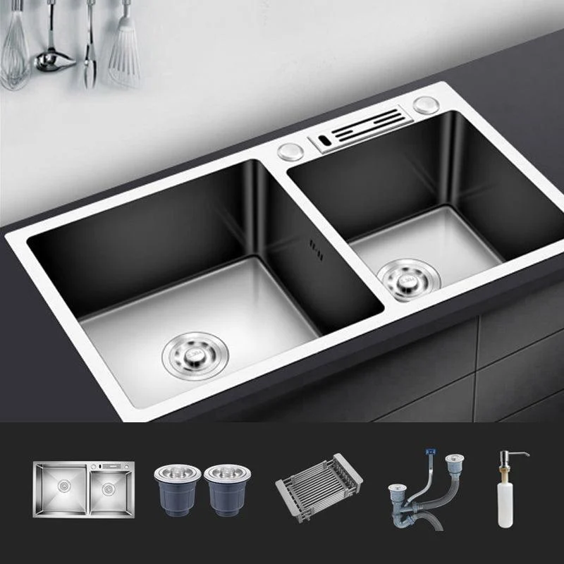 Modern Style Kitchen Sink Stainless Steel Drop-In Kitchen Double Sink -Bathlova