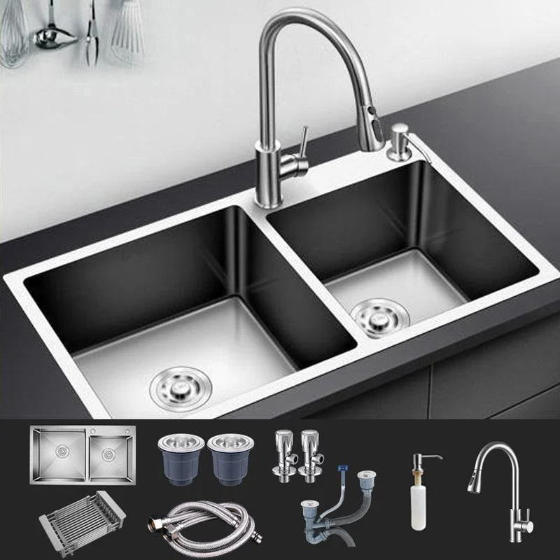 Modern Style Kitchen Sink Stainless Steel Drop-In Kitchen Double Sink -Bathlova