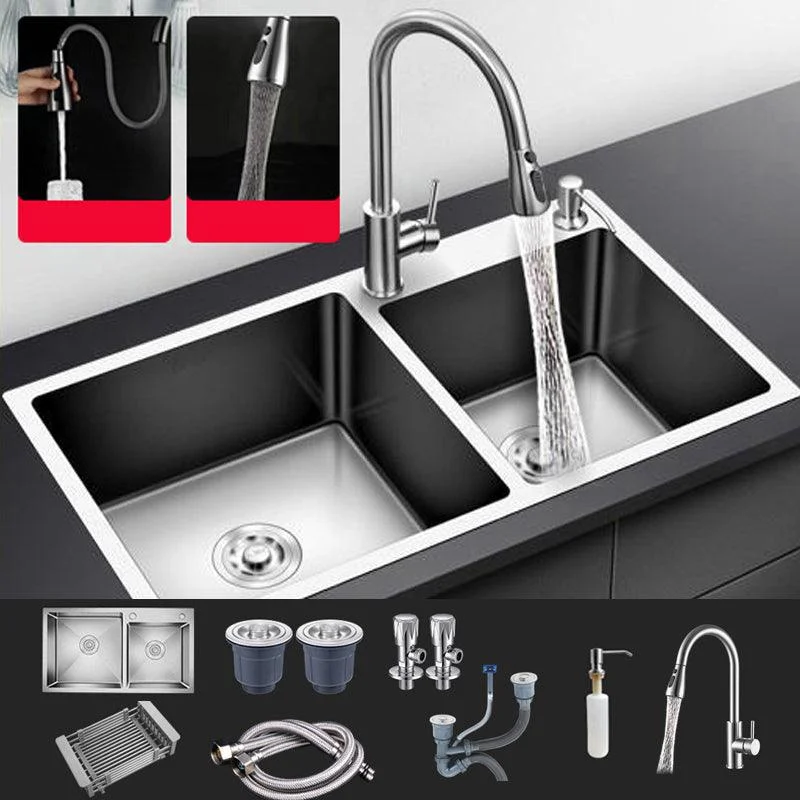 Modern Style Kitchen Sink Stainless Steel Drop-In Kitchen Double Sink -Bathlova