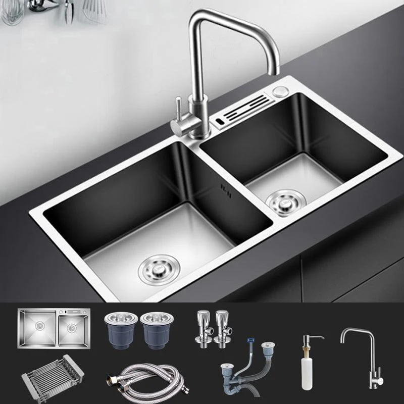 Modern Style Kitchen Sink Stainless Steel Drop-In Kitchen Double Sink -Bathlova