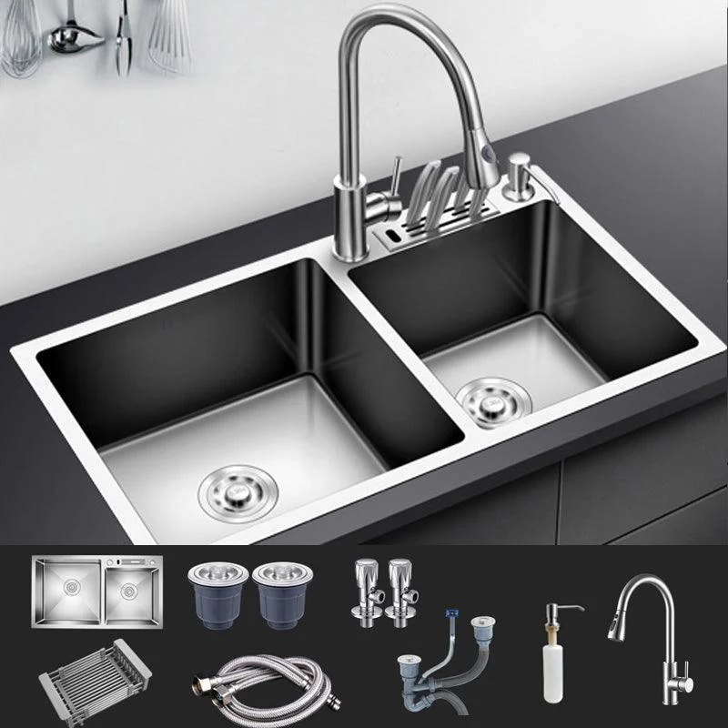 Modern Style Kitchen Sink Stainless Steel Drop-In Kitchen Double Sink -Bathlova