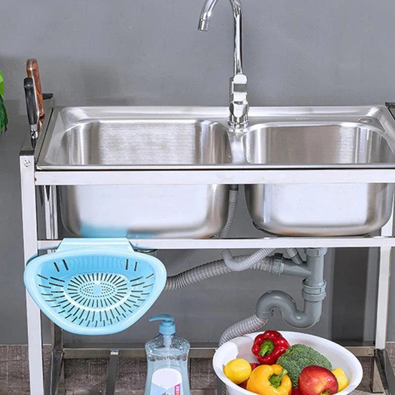 Modern Style Kitchen Sink Stainless Steel Drop-In Kitchen Double Sink with Drain Assembly -Bathlova