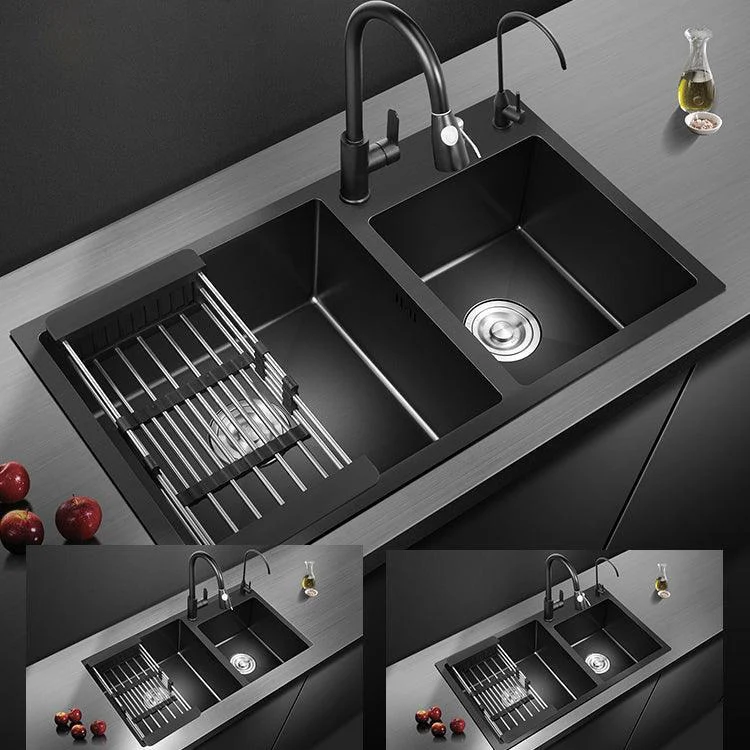 Modern Style Kitchen Sink Stainless Steel Drop-In Kitchen Sink with Drain Strainer Kit -Bathlova