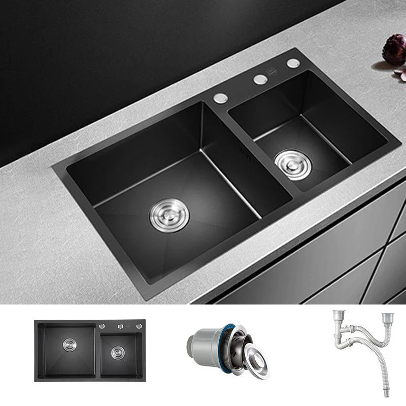 Modern Style Kitchen Sink Stainless Steel Drop-In Kitchen Sink with Drain Strainer Kit -Bathlova