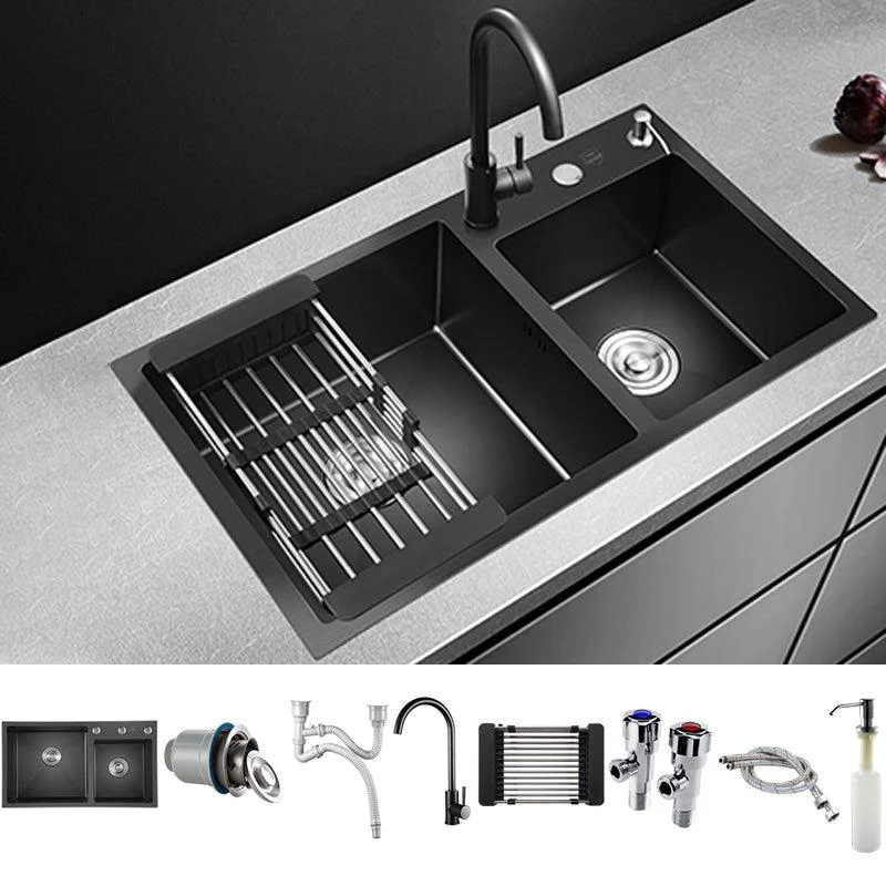 Modern Style Kitchen Sink Stainless Steel Drop-In Kitchen Sink with Drain Strainer Kit -Bathlova