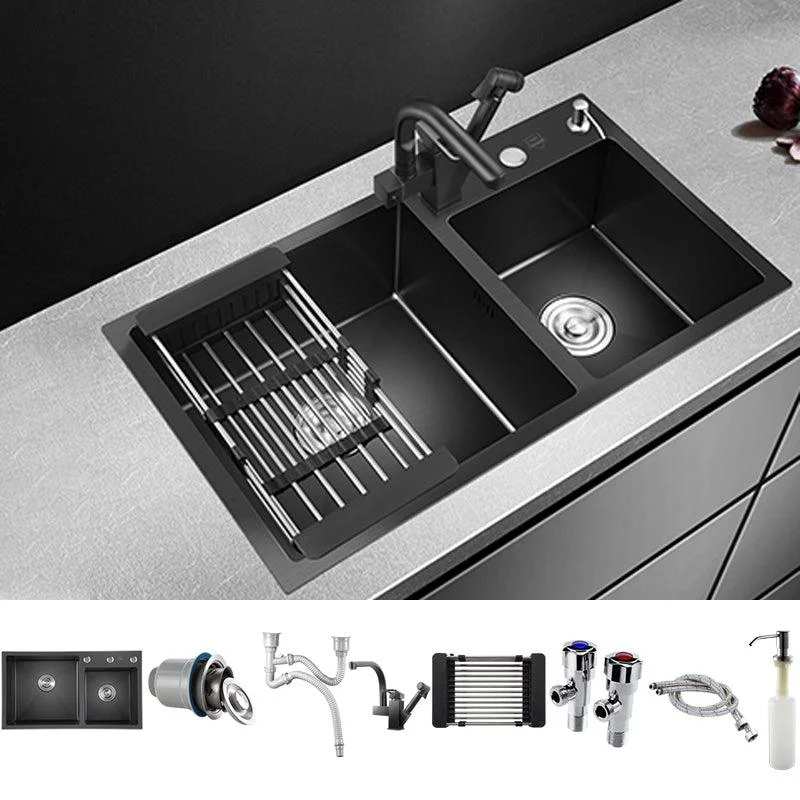 Modern Style Kitchen Sink Stainless Steel Drop-In Kitchen Sink with Drain Strainer Kit -Bathlova