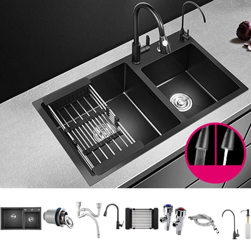 Modern Style Kitchen Sink Stainless Steel Drop-In Kitchen Sink with Drain Strainer Kit -Bathlova