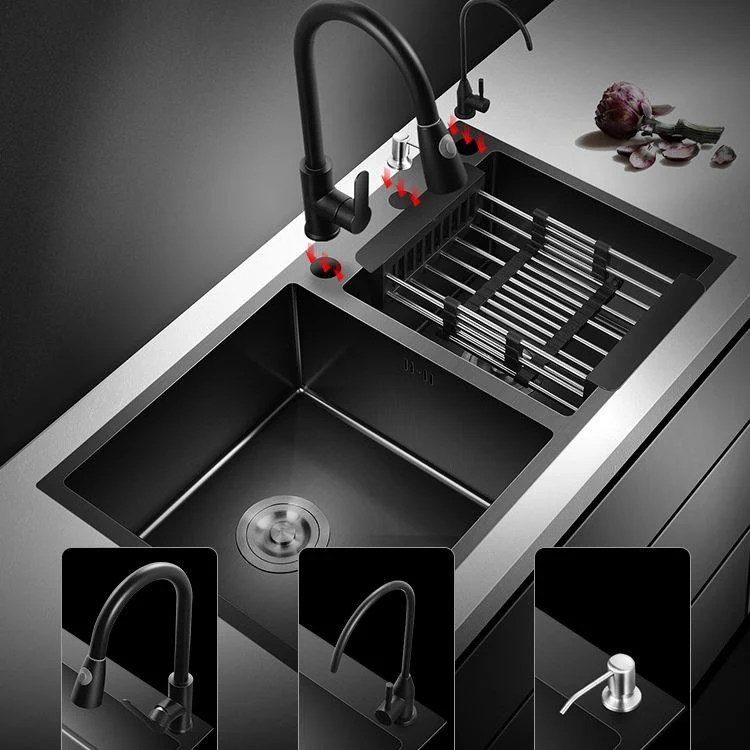 Modern Style Kitchen Sink Stainless Steel Drop-In Kitchen Sink with Drain Strainer Kit -Bathlova