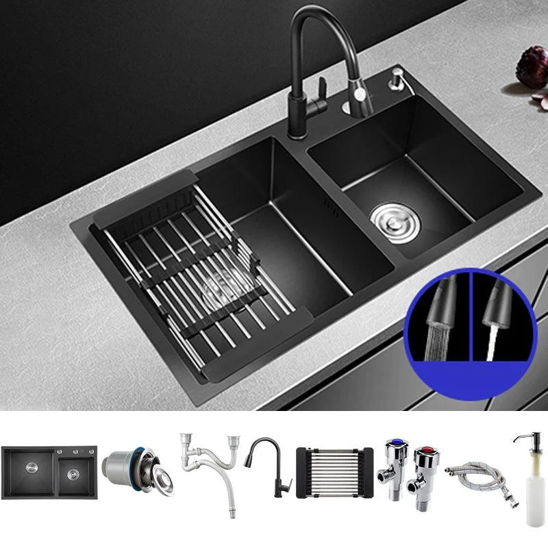 Modern Style Kitchen Sink Stainless Steel Drop-In Kitchen Sink with Drain Strainer Kit -Bathlova