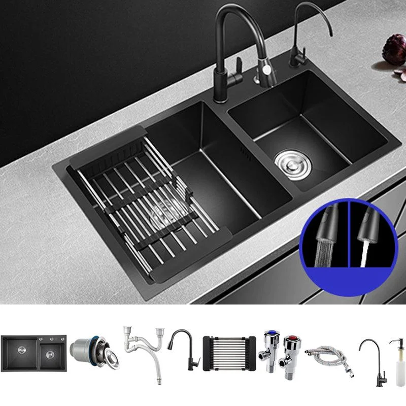 Modern Style Kitchen Sink Stainless Steel Drop-In Kitchen Sink with Drain Strainer Kit -Bathlova