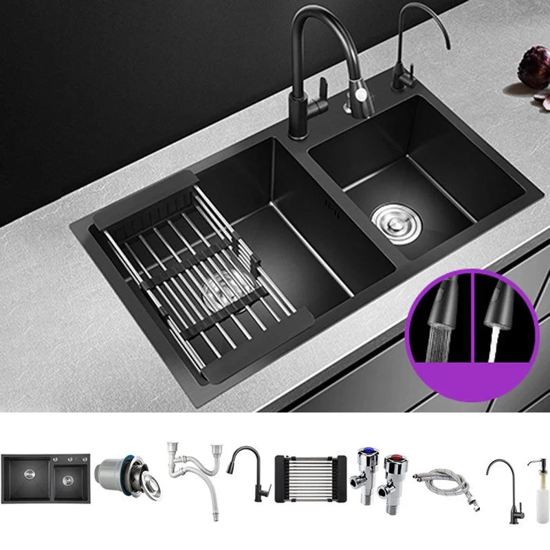 Modern Style Kitchen Sink Stainless Steel Drop-In Kitchen Sink with Drain Strainer Kit -Bathlova