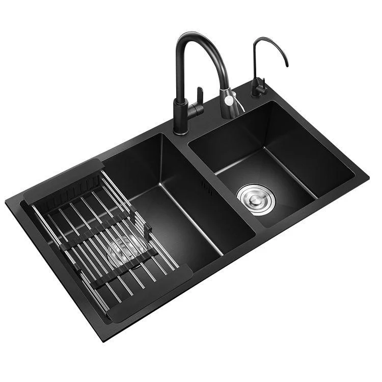 Modern Style Kitchen Sink Stainless Steel Drop-In Kitchen Sink with Drain Strainer Kit -Bathlova